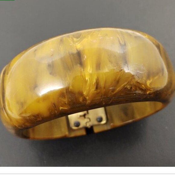 VTG BAKELITE 1940's Clamper Bracelet Marbled Mississippi Mud *RARE* - Picture 3 of 5